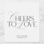 Elegant Black & White Wedding Wine Bottle Label Wijn Etiket (Enkel label)