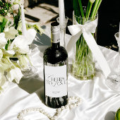 Elegant Black & White Wedding Wine Bottle Label Wijn Etiket