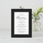 Elegant Black White Weduwen Opvang Chic Borders Informatiekaartje (Staand voorkant)