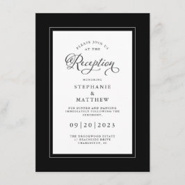 Elegant Black White Weduwen Opvang Chic Borders Informatiekaartje