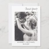 Elegant Black White Weduwfoto Hartelijk dank (Voorkant)