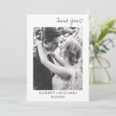 Elegant Black White Weduwfoto Hartelijk dank (Staand voorkant)