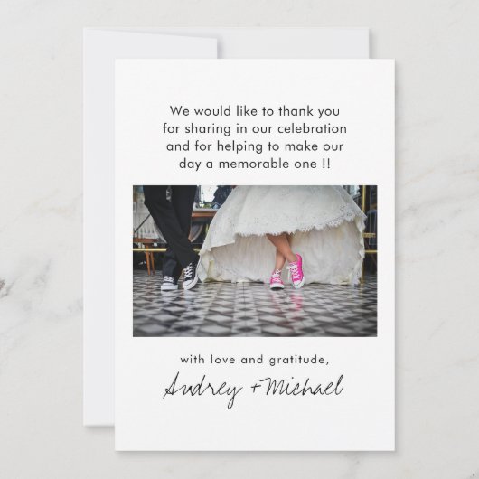 Elegant Black White Weduwfoto Hartelijk dank (Achterkant)