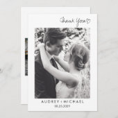 Elegant Black White Weduwfoto Hartelijk dank (Voorkant / Achterkant)