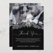 Elegant Black White Weduwfoto Hartelijk dank Bedankkaart (Voorkant / Achterkant)