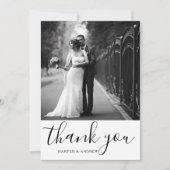 Elegant Black White Weduwfoto Hartelijk dank Bedankkaart (Voorkant)