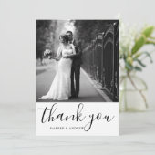 Elegant Black White Weduwfoto Hartelijk dank Bedankkaart (Staand voorkant)