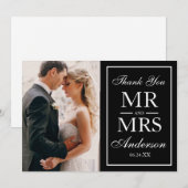 Elegant Black & White Weduwfoto Hartelijk dank GW Bedankkaart (Voorkant / Achterkant)