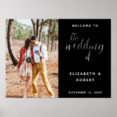 Elegant Black & White Welcome Weddenfoto Foto Chic Poster (Voorkant)