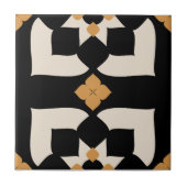 Elegant Black &White Yellow Abstract Floral  Tegeltje (Voorkant)