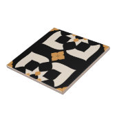 Elegant Black &White Yellow Abstract Floral  Tegeltje (Zijkant)