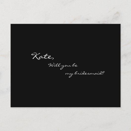 Elegant Black wil dat je mijn Bridesmaid-uitnodigi Uitnodiging Briefkaart (Voorkant)