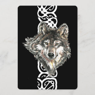 Elegant Black Wild Wolf Birthday Invite Kaart