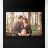 Elegant Black, Wildflower Baby shower Suite Drieluik Uitnodiging (Binnenkant midden)