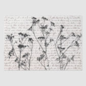 Elegant Black Wildflower Silhouettes Old Script Tissuepapier (Voorkant)