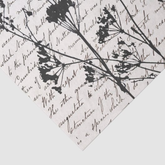 Elegant Black Wildflower Silhouettes Script Kraft Tissuepapier (Detail)