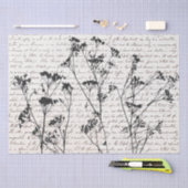 Elegant Black Wildflower Silhouettes Script Kraft Tissuepapier (Craft)