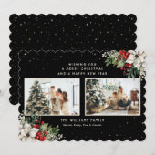 Elegant Black Winter Botanicals 2 Photo Feestdagenkaart (Voorkant / Achterkant)