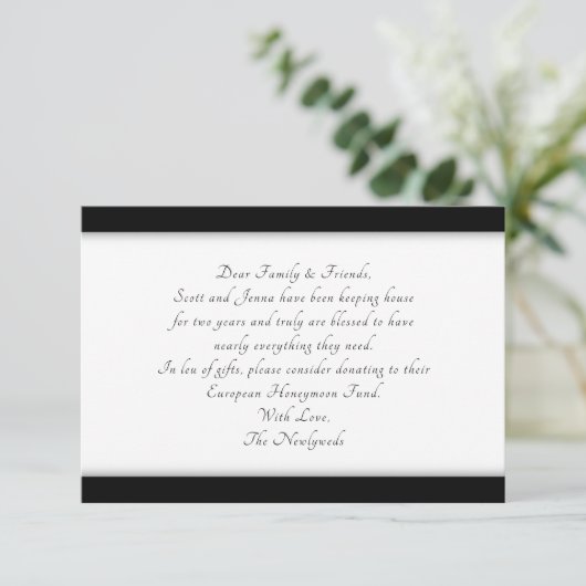 Elegant Black Wishing Well Wording Enclosure Kaart (Staand voorkant)