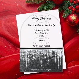 Elegant Black with Silver Accents Christmas Party Acryl Uitnodigingen