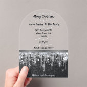 Elegant Black with Silver Accents Christmas Party Acryl Uitnodigingen (Insitu (Draagbaar))