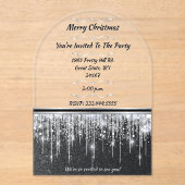 Elegant Black with Silver Accents Christmas Party Acryl Uitnodigingen (Voorkant)