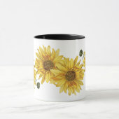 Elegant Black Wood Grain and Sunflower Mok (Midden)