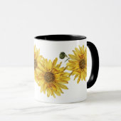 Elegant Black Wood Grain and Sunflower Mok (Voorkant rechts)