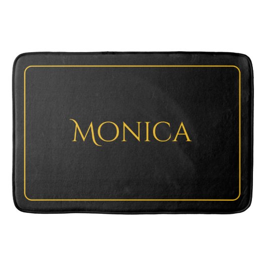 Elegant black &yellow monogram name Bath Mat (Voorkant)