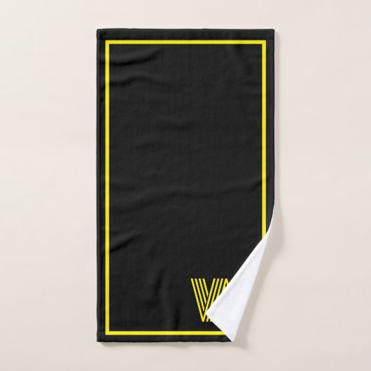 Elegant Black & yellow  Personalized Monogram  Bad Handdoek (Handdoek)