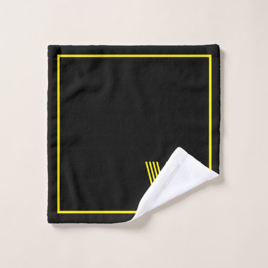 Elegant Black & yellow  Personalized Monogram  Bad Handdoek (Wasdoekje)