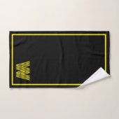 Elegant Black & yellow  Personalized Monogram  Bad Handdoek (Handdoek)