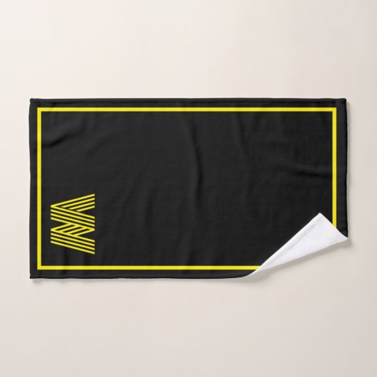 Elegant Black & yellow  Personalized Monogram  Bad Handdoek (Handdoek)