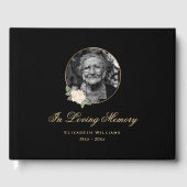 Elegant Black Yellow Rose Floral Funeral Foto Gastenboek (Voorkant)