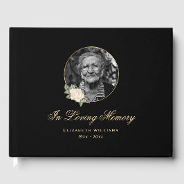 Elegant Black Yellow Rose Floral Funeral Foto Gastenboek