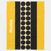 Elegant black   &  yellowpolka dots monogram name fleece deken (Voorkant)