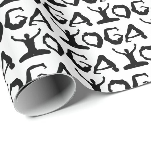 Elegant Black Yoga Silhouettes Cadeaupapier (Rol Hoek)