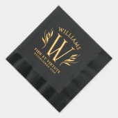 Elegant blad achternaam Monogram Motto Folie Servetten (Rechts)