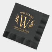 Elegant blad achternaam Monogram Motto Folie Servetten (Links)