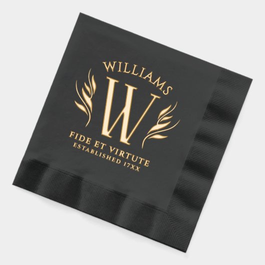 Elegant blad achternaam Monogram Motto Folie Servetten (Links)