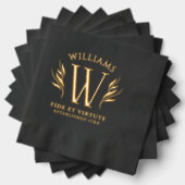 Elegant blad achternaam Monogram Motto Folie Servetten (Insitu (Gestapeld))