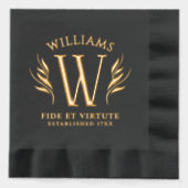 Elegant blad achternaam Monogram Motto Folie Servetten (Voorkant)