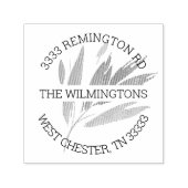 Elegant blad artistiek rond retouradres  zelfinktende stempel (Design)