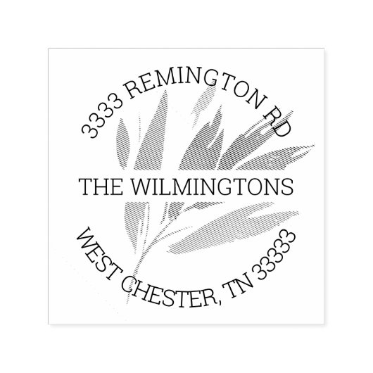 Elegant blad artistiek rond retouradres  zelfinktende stempel (Design)