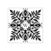 Elegant blad bladeren sneeuwvlok patroon monogram rubberstempel (Afrduk)