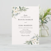 Elegant Blad Boho Waterverf Bloem Bruiloft Kaart (Staand voorkant)