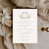 Elegant  blad Crest Bruiloft Monogram Kaart