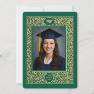 Elegant Blad en Bloemrijke Rand Afstudeerproject Kaart