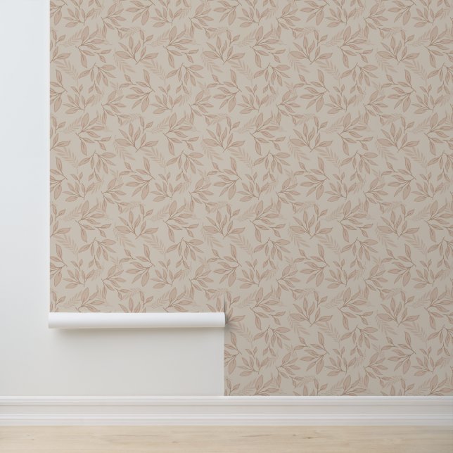 Elegant blad gebladerte terracotta behang (Applicatie)