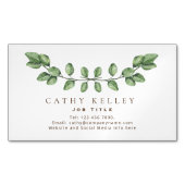 Elegant blad groen elke beroep magnetisch visitekaartje (Voorkant)